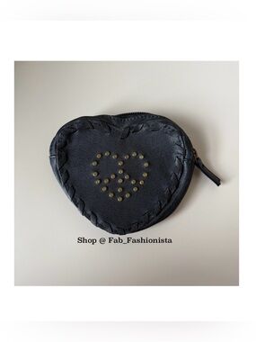 Heart Studded Black Coin Purse